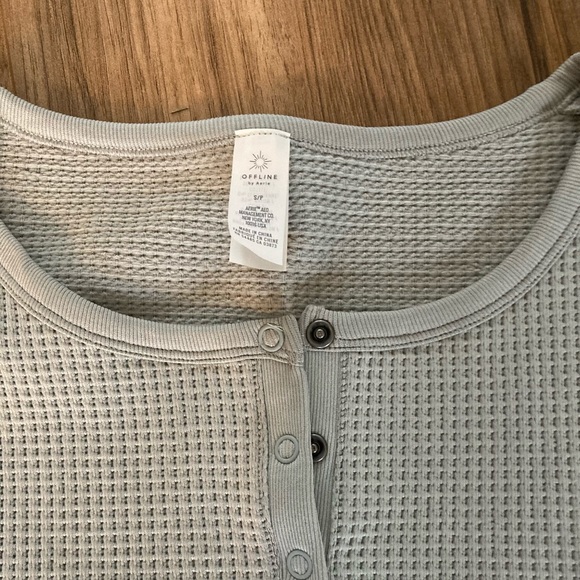 Aerie Offline waffle cropped long sleeve top - Picture 6 of 8